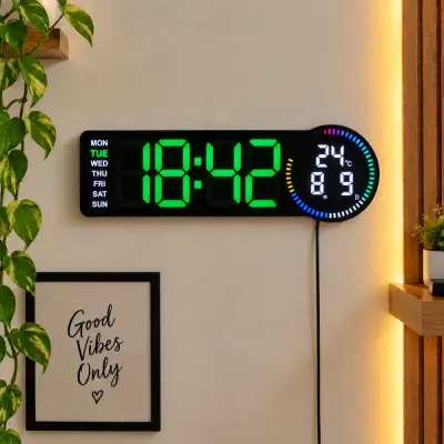 17 inches Digital LED Wall Clock Green