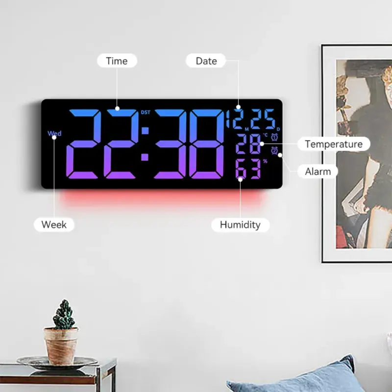 17 inches Size RGB 11 Color Digital Clock