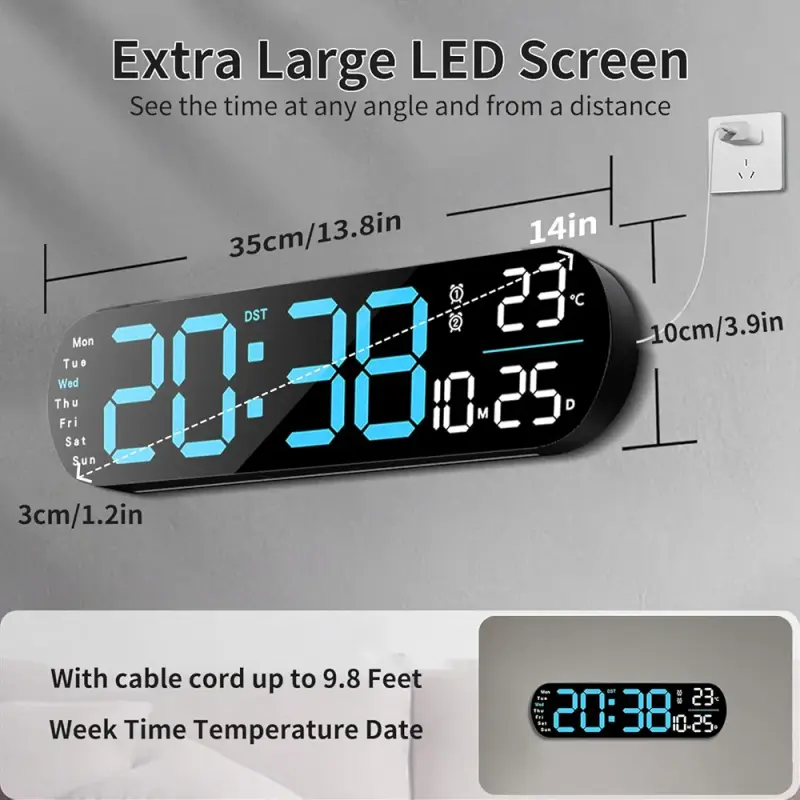 14 inches Digital Clock Blue with Ambient light
