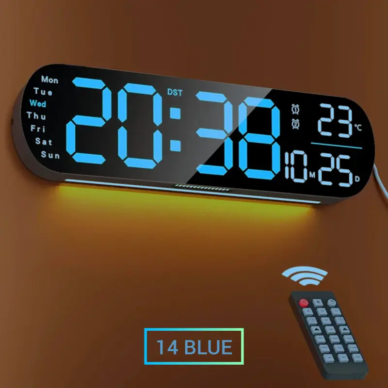 14 inches Digital Clock Blue with Ambient light