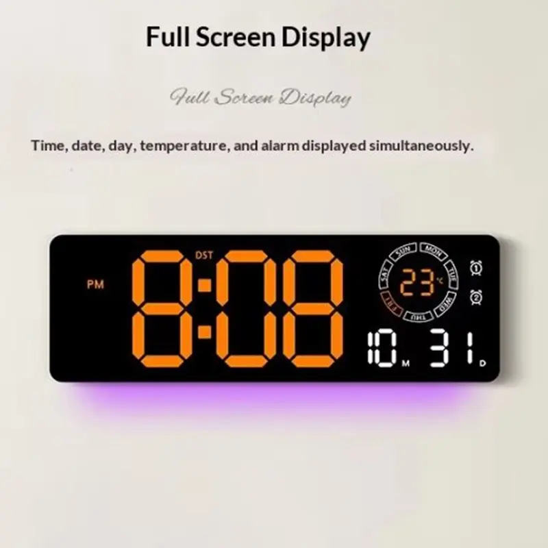 16 in Digital Clock Orange with Ambient light